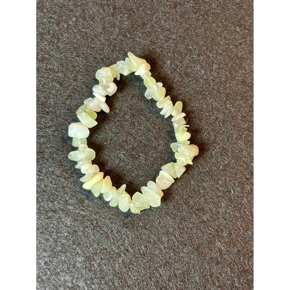 Natural Pale Green Gemstone Chip Stretch Bracelet Boho Crystal Jewelry